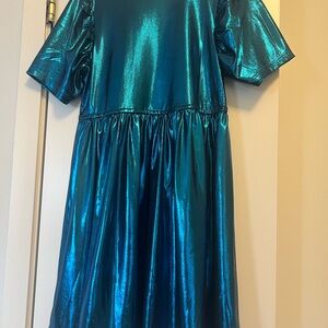 EUC Pink Chicken Lame Laurie Metallic Shiny Dress
